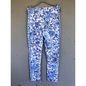 Gretchen Scott Design GripeLess Pull On Pant Womens L Blue White Floral Resort